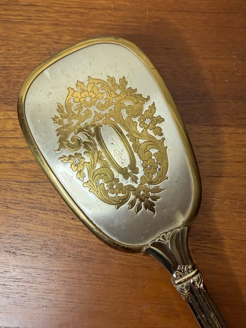 Vintage Hair Brush Made in USA Hollywood Regency Silver and Gold tone